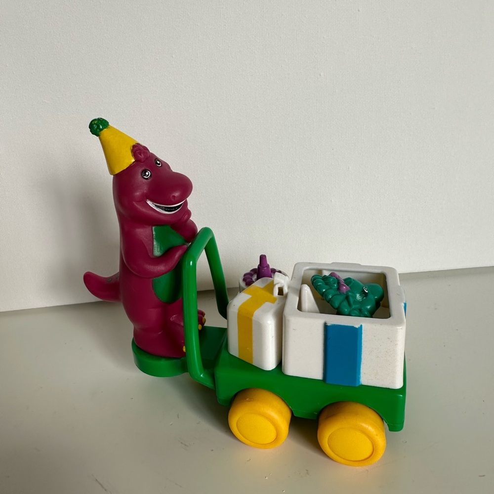 Vintage Barney and Baby Bop Push Along Toy 1993
